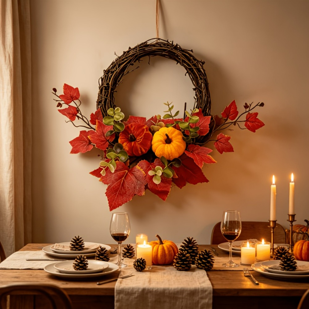 Eucalyptus Preserved - 1pc Autumn Faux Red Maple Leaf