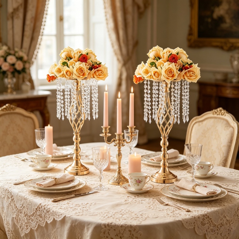 Elegant Tall Gold Crystal Flow - Florist Supply Vases recension och pris