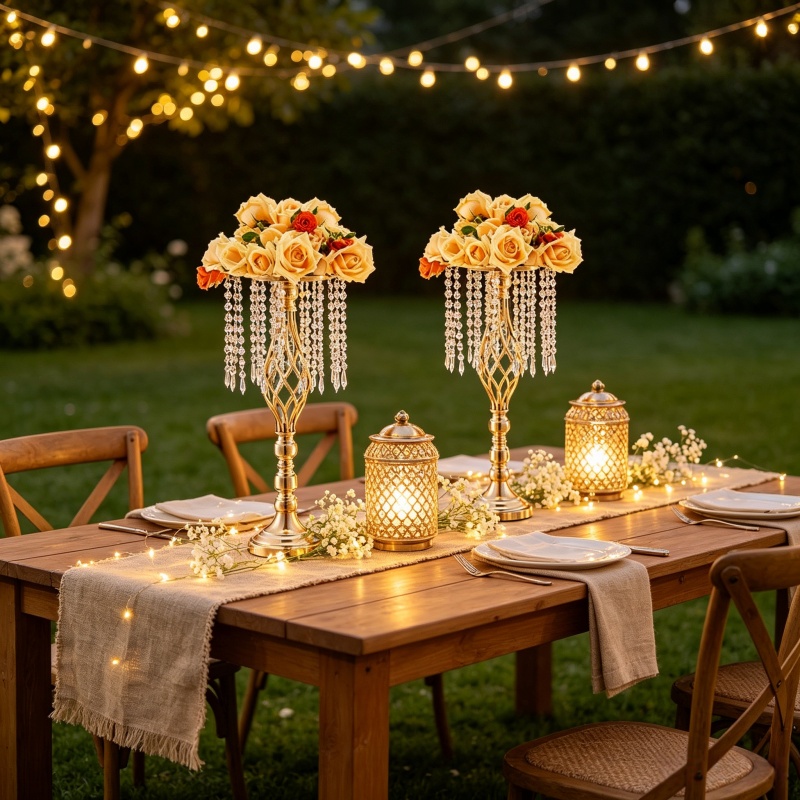 Elegant Tall Gold Crystal Flow - Florist Supply Vases recension och pris